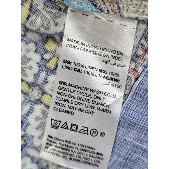 Chicos Patchwork Open-Front Linen Jacket Duster Cardigan Size 1 Medium - Picture 3 of 5